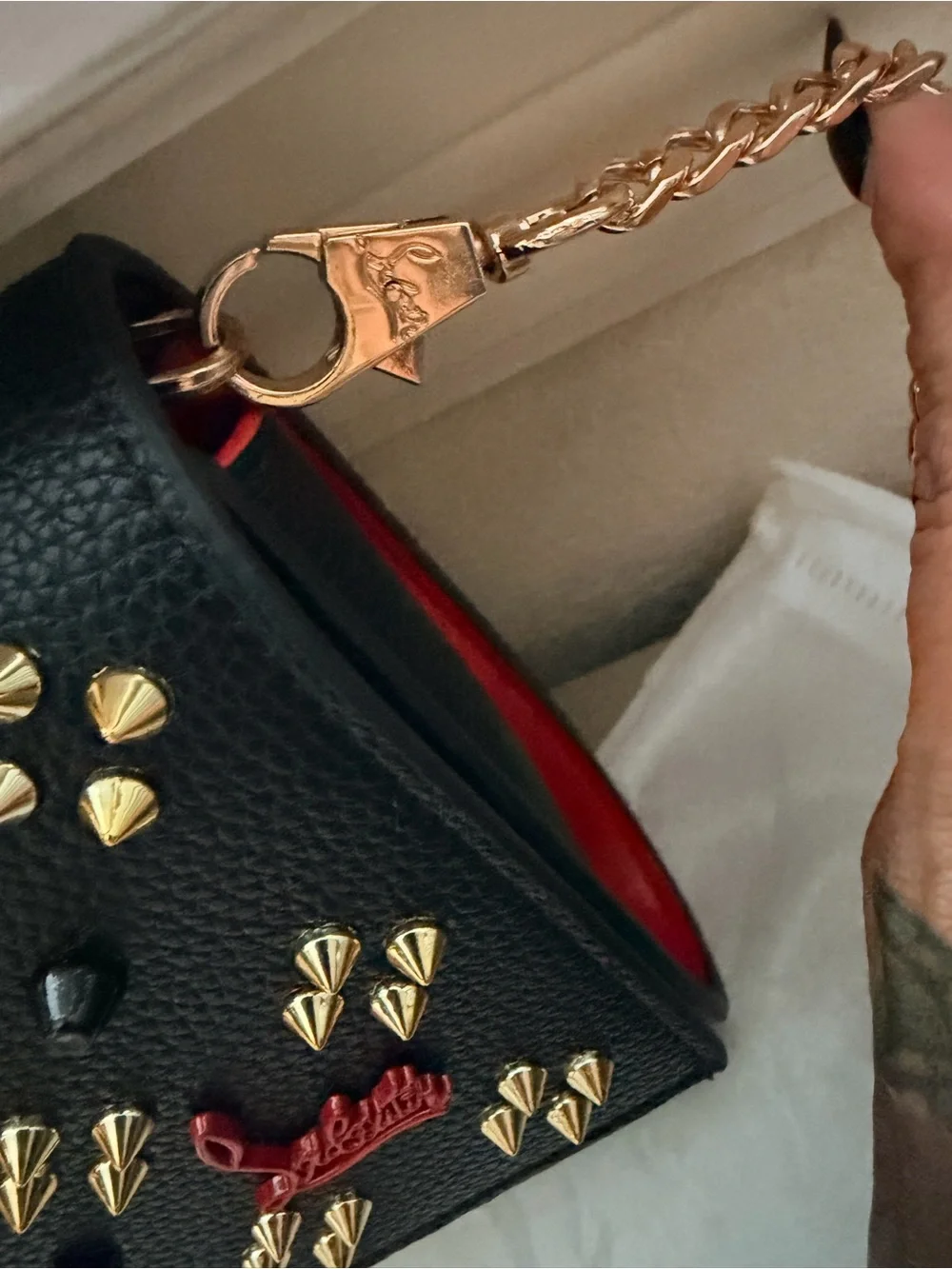 New  Black Studded Clutch Shoulder Bag